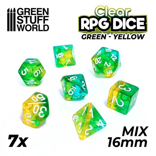 Dés Green Stuff World MIX 7 pièces