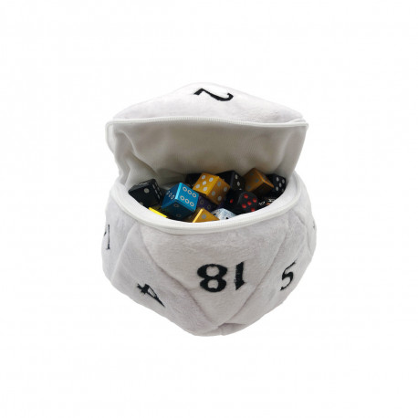 D20 Plush Dice Bag White