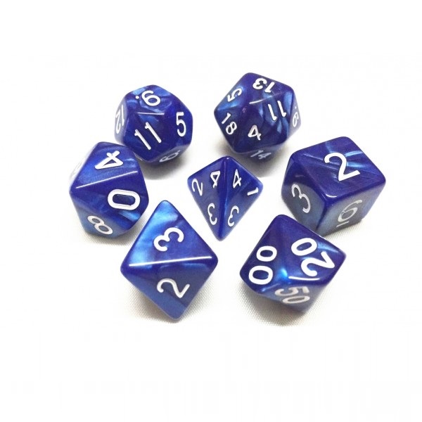 lot de 7 Dés – Bleu nacré