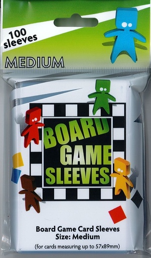 100 Board Game Sleeves : Clear Medium 57x89mm