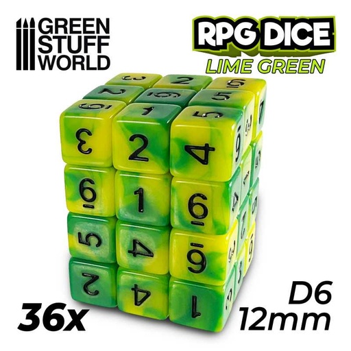 Dés Green Stuff World D6 12 pièces