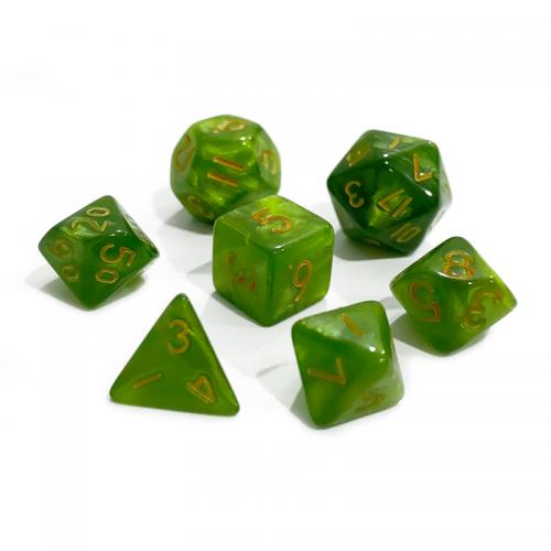 Lot de 7 dés - Miniature - Vert Nacré